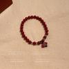 Nueva pulsera de cuentas de cinabrio estilo chino para mujer, diseño de nicho, pulsera de temperamento retro, lujo ligero, regalo de alta gama para novias, pulsera
