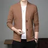 Cardigan Casual de Tricô Slim Fit para Homem, Nova Coleção Primavera e Outono 2024, Elegante e Versátil, Manga Longa