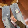 Jeans Reto de Cintura Alta Bordado com Kitty Chao Li Youhuo para Mulheres, Calças Wide-Leg com Novo Design Outono 2026
