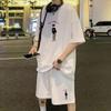 Waffles Masculinos de Moda Nacional Verão Terno Casual Estudantes Masculinos Soltos T-shirt de manga curta plus size Shorts Pacote de Duas Peças