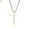 Hip-hop grande europeo y americano simple moda tridimensional titanio acero cadena de caja colgante cruz collar Joven Negocios