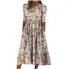 Vestido Casual Amplo de Meia-manga com Gola Alta Estampado Redonda Primavera/Verão 2022 Transfronteiriço Amazon para Mulheres