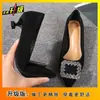 2025 Novo Tamanho Pequeno 34 Tamanho Grande 40 Profissional Bico Fino Preto Sapatos de Trabalho Salto Alto Sapatilhas Femininas Sola Macia Bico Fino