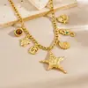 Collar con Colgante de Estrella de Mar Chapado en Oro Personalizado Creativo Transfronterizo Europeo y Americano Acero Inoxidable Accesorios de Vida Marina