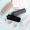 T College Style Felt Zipper Pencil Case Cor Sólida Grande Capacidade Feltro Lápis Caso Papelaria Simples Bolsa Papelaria Estudante Caixa