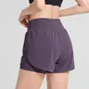 Shorts deportivos de verano de dos piezas para mujer, holgados y de secado rápido, adecuados para correr y fitness, anti-exposición, de cintura alta, pantalones de yoga adelgazantes