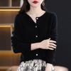 Cardigan Tricotado 100% Lã de Linha de Frente Feminino Outono e Inverno Novo Jaqueta Solta Versátil Suéter Confortável Tendência