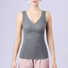 Chaleco térmico para mujer con almohadillas en el pecho, forro polar, engrosado, sin costuras, lencería sexy, se puede usar como prenda exterior, camiseta interior auto-calentable para otoño e invierno