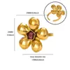 Novo Anel Francês Retrô de Pedra Natural Zircônia Flor Redondo Aberto Anel de Aço Inoxidável Joia Versátil de Alta Qualidade