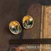Aretes vintage de gota de aceite retro antiguo con perlas de agua dulce, aretes artísticos de pintura al óleo, aretes