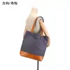 Bolsa de Ombro Original em Lona com Couro Genuíno, Nova Bolsa de Mão Feminina Estilo Verão Coreano, Bolsa Tote de Grande Capacidade