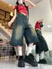 Calça Jeans Americana Três Quartos para Mulheres Verão 2026 Cintura Alta Emagrecedora Retro Selecionada Cuidadosamente Solta Reta Perna Larga Comprimento Médio