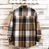 Camisa de Franela a Cuadros Cepillada de Manga Larga Ajustada de Venta Caliente Otoño e Invierno 2024 para Hombre