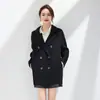 Otoño e Invierno Nueva Lana Doble Cara Lana Ropa Exterior para Mujer Longitud Media Versátil Moda Clásica Cuello de Solapa Ropa Exterior de Lana