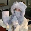 Bonito Sombrero de Oso para Mujer, Nuevo Estilo de Invierno, Felpa, Cortavientos, Engrosado, Cálido, Adelgazante de Rostro, Protector de Orejas, Gorro Bufanda