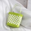 Bolsa tejida de polipropileno de plástico de color, bolsa de compras portátil, cesta de regalo de mano, cesta de comida DIY, bolsa, fábrica al por mayor