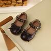 Zapatos de Cuero de Moda para Niñas Otoño 2025 Nuevos Zapatos de Princesa de Boca Baja para Niños Suela Suave Zapatos de Cuero de Suela Suave para Bebé Negros