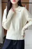 Hebilla de Puño Retro de Alta Calidad Suéter de Punto de Cuello Alto para Mujer Otoño Invierno Color Sólido Versátil Suéter Base Elegante