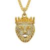 Amazon New Hip Hop Diamond Crown Lion Head Colar Pingente hiphop de comércio exterior Jóias de moda europeias e americanas