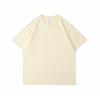 Camiseta de manga corta de algodón con cuello redondo pesado de 230 g, suelta, de color blanco sólido, para hombres y mujeres, versión en blanco al por mayor