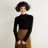 Suéter de Tricô Cashmere de Alta Qualidade Modelo Novo 2026, Blusa de Tricô Gola Alta Meia, Caimento Justo Estilo Coreano
