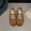 Zapatos Mary Jane de punta dividida estilo coreano para mujer, textura de piel de oveja, otoño 2026, de corte bajo, versátiles, con suela blanda, mocasines de punta dividida