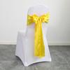 Fabricante Nórdico de Hotéis Capas para Cadeiras de Banquete de Casamento com Flor na Costas Laço de Fita de Seda Costas da Cadeira Fita Floral de Cetim