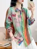 Cardigan de Ramio Puro con Estampado Digital para Mujer, Manga Larga, Talla Grande, Estilo Holgado y Delgado, Novedad Otoño 2026