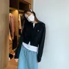 Casaco Cardigan Tricô Curto Veee Feminino Cor Rosa Framboesa Suéter Pequeno Interno Coreano Top Delicado para Outono e Inverno
