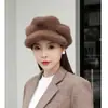 Novo Chapéu Feminino Outono Inverno Moda Coreana Senhora Boina Abóbora Casual Octogonal Pelo Sintético Casual Versátil