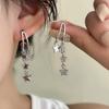 Pendientes de Estrella de Cinco Puntas de Aguja de Plata de Lujo Ligero con Diamantes Largos Incrustados, Pendientes de Diseño de Nicho, Pendientes de Borla de Diamantes Brillantes de Alta Gama
