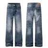 G6989 Jeans de Campana Ajustados para Hombre, Unisex, Estilo Americano, Modernos, Lavados, Patrón de Bigotes Vintage, Diseño de Calle