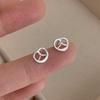 Pendientes de Plata de Ley S925 Cabeza de Pan Croissant Nudo de Agua Alcalina para Mujer Simples Lindos Dulces de Gama Alta Nuevos Pendientes