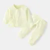 Conjunto para Bebé Recién Nacido Algodón Puro Estilo Primavera y Otoño Conjunto de Dos Piezas Ropa Interior Separada para Bebé Ropa y Pantalones de Otoño Ropa Estilo Monje para Recién Nacido