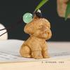 Sándalo Verde Tallado Perro Teddy Lindo Dibujo Animado Adorno de Madera Perro del Zodíaco Llavero Colgante Pieza de Mano