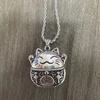 Colgante de gato de la suerte nudo chino retro para mujer Plata tailandesa Hueco personalidad temperamento gato de dibujos animados collar estilo étnico