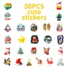 50 Pegatinas Decorativas Pequeñas con Temática Navideña, Dibujos Animados, Graffiti, Papá Noel, Reno, Venta Caliente Transfronteriza