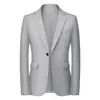 Blazer casual para hombre transfronterizo de Amazon, talla europea, de un solo botón, corte ajustado, chaqueta de traje resistente a las arrugas