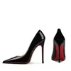 Tacones Rojos Sexys para Mujer 2024 Famosos de Internet Explosiones Estilo Discoteca Tacón de Aguja Puntiagudo Tacones Altos Charol Color Nude