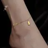 Tobillera de Oro Arena Dorada Pequeño Ladrillo Dorado Mismo Estilo de Puzuo Gold Shop para Mujer, Estilo Fresco, Lujo Accesible, Tobillera de Nicho y Versátil para tu Novia
