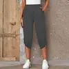 Pantalones Casuales de Moda Elásticos de Tres Cuartos para Mujer, Nuevo Estilo de Verano Europeo y Americano 2023, Popular en Temu Amazon Wish