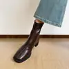 Botines de tacón alto para mujer, colección de otoño/invierno 2026 a la moda estilo coreano, botas de moda con punta cuadrada, adecuados para mujeres petite, tacón grueso estilo francés, botas adelgazantes