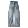 Jeans Lavados Retro Americanos tipo Cimitarra para Hombre, Corte Holgado, Estilo Callejero Versátil, Marca de Moda, Pantalones Casuales de Pierna Ancha