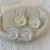 Pendientes de Tachuela de Girasol Recubiertos de Diamantes de Segunda Mano, Diseño de Lujo Ligero, Sensación de Alta Gama, Pendientes de Flor de Margarita de Moda con Aguja de Plata