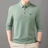 Camiseta manga longa Live Spring and Autumn, lapela casual masculina, camisa polo all-match, camisa de base de meia-idade, camiseta masculina para cabelo
