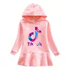 2026 Primavera e Outono Novo Vestido Moletom com Capuz Infantil Desenho Animado Menina Bebê Transfronteiriço Casual Vestido Elegante