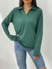 Comercio exterior transfronterizo Estación independiente de Amazon para mujer Primavera y otoño Nuevo manga larga simple color sólido solapa suelta bolsillo camiseta