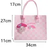 Popular em Estoque Sanrio Desenho Animado Fofo Xadrez Versátil Bolsa de Feltro Estudante Mãe Roupas de Trabalho Bolsa Tote