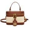Bolso pequeño cuadrado con textura transfronteriza, bolso bandolera portátil con diamantes de color en contraste, estilo vintage, 2024