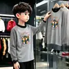 Camiseta de Manga Longa para Meninos Outono/Inverno 2026 Novo Estilo Camada Base Térmica de Fleece Listrada Infantil para Meninos Mais Velhos Roupa de Frio